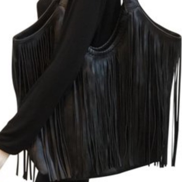 Jennifer Haley leather fringe bronze hobo bag - Picture 2 of 4